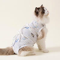 Cat Recovery Suit with Ties, Breathable Post Surgery Cat Clothing, Soft Anti Licking Pet Surgery Recovery Suit for Spay Neuter