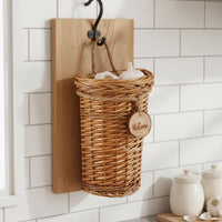 Rattan Wall Basket Vintage Design Woven Hanging Basket Multi-Purpose