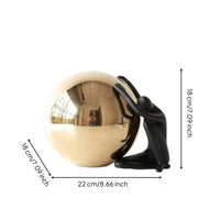 Sculpture with Gold Sphere Modern Decorative Ornament Reflective for Homeowners