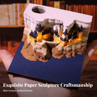 Tear-Removable Paper Sculpture Calendar Creative Gift 3D Papercraft Memo Pad Multi-Functional Dimensional Artwork Notepad for Fantasy Lovers, Students