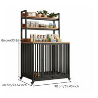 Large Dog Cage with Storage Heavy Duty Crate Reinforced Metal Frame Slide-out Trays Lockable Wheels Suitable for Living Room Bedroom Entryway