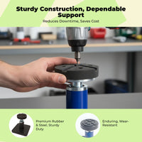 Non-slip pad stabilizes car lift.
