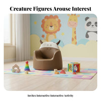 creatureShaped Mini Sofa Cartoon Design Upholstered Single-Seat Couch Sturdy Build Firm Density Foam Filling for Children
