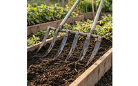 Steel Digging Fork Pointed Tines Long Handled Pitchfork Straight Crosspiece