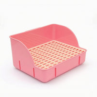 Rabbit Litter Tray with Grid High-Back Litter Box with Grid Low-Front for Cages