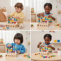 Wooden Shape Sorter with Pegs Educational Shape Matching Toy Box Fine Motor Matching Box for Young Children