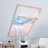 Portable Air Conditioner Window Seal Cover with Duct, Light Gray, Thickened, Rain and Wind Resistant
