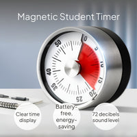 Magnetic Visual Kitchen Timer, Mechanical, Stainless Steel