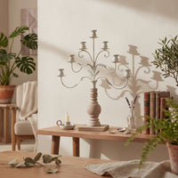 Candelabra with Wooden Base Freestanding Tabletop Candelabra Sculptural Taper Candle Holder for Event Planners, Dining Table, Wedding
