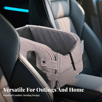 Built-in Safety Leash Pet Car Console Seat Washable Cushion Center Console Pet Bed Adjustable Straps for Drivers, Road Trips, Outdoor, Home