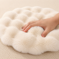 Pet Mat For Dogs Fluffy Warm Indoor Round Off-White Bubble Velvet