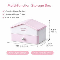 Desk Storage Organizer with Lid, Multi-Layer Drawer Box for Stationery, Cosmetics for Teens, Stackable for Dorm Room
