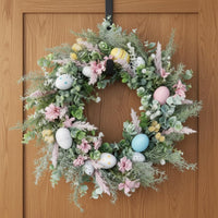 Easter Oval Wreath Pastel Colors Easter Wreath Reusable for Entryway