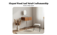 Round Pedestal Table with Mirror Nordic Design Makeup Desk Movable Modernist Inspired for Women, Students, Dressing Area