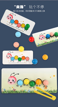 Caterpillar Bead Clamping Toy Color Focus Training Parent-Child Interactive Educational Early Learning Board Game for Boys and Girls