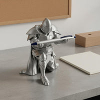 Armored Knight Desk Organizer 3D Printed Knight Pen Holder Metallic-Finish Look