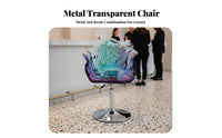 Transparent flowerrear High Stool Adjustable Height Transparent Pedestal Chair 360° rotating Modern Look for Adults, Restaurant