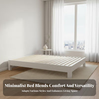 Lowlow-height Bed Frame Headboard-Less Lowlow-height Slatted Frame Minimalist Design Bedroom Furniture for Adults, Light Sleepers, Studio Flat, Guest Room