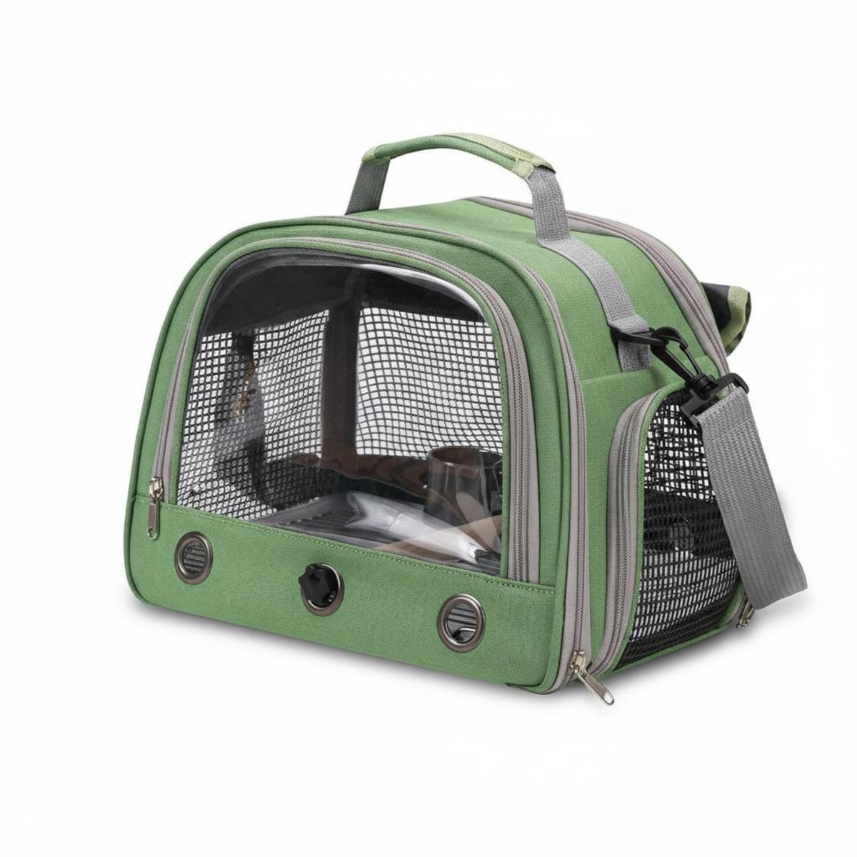 Bird Carrier with Perch Adjustable Shoulder Strap Parrot Travel Bag Soft-Sided