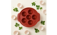 Escargot Baking Dish Brick Red 6-Cup Tray Easy to Clean