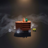 1:64 Scale Miniature Bar Counter Wood-Grain Bar Counter with Bottles Simple Dollhouse Pub Set Detailed for Collectors