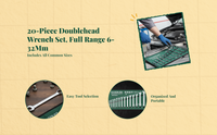 Combination Wrench Set, Open & Box End, Metric, Organizer