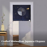 Noren Curtain tranquil design Split Panel Noren Includes Telescopic Rod for Homeowners