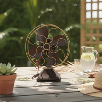 Vintage Fan Model with Pedestal Base Antique Decorative Fan Model Small Tabletop Decor for Cafes, Studios