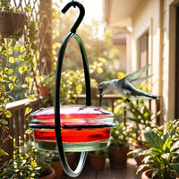 Hummingbird Feeder with Glass Reservoir Compact for Balcony