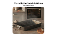 High Temperature Resistant Roasting Pan with Rack Rolled Rim Design Roaster Pan with Rack Easy to Clean Rectangular Non-Stick Roaster Heavy-Duty for Home Cooks, Families, Holiday Hosts, Family Dinners