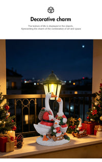 Christmas Goose Solar Garden Decoration Resin Craft for Outdoor Yard Path