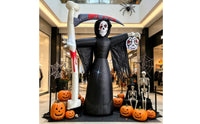 Realistic Inflatable Grim Reaper with Blade Eye-Catching Inflatable Grim Reaper Tall Giant for Yard, Garden, Porch