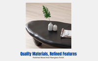 Nordic Cream Oval Pebble Coffee Table, Wabi-Sabi Style, Modern Minimalist, Living Room, Designer Fiberglass Table with Storage