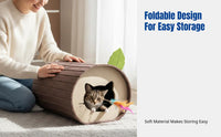 Log-Shaped Feline Tunnel Foldable Design Pet Furniture Easy to Clean