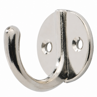 Polished Zinc Alloy Wall Hooks, Single Hook Key Holder, Screw Mount for Coat Hat Robe, 3-5kg Capacity