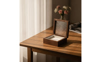 Wooden Jewelry Box with Window Hinged Jewelry Box Padded Sturdy for Dresser