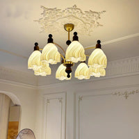 French Vintage Style Chandelier with Wood Accents for Dining Room