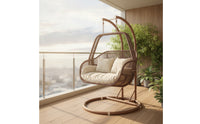 Freestanding Egg Chair with Stand Adjustable Hanging Chair with Stand Woven Furniture Outdoor for Patio