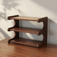 3-Tier Rack with Curved Supports Sturdy Tabletop Storage Rack Wooden Shelf for Professionals, Students, Dorm, Countertop