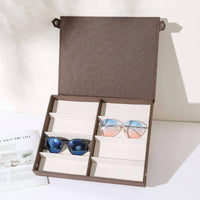 8 Slot Glasses Box Dust Protection Textile Sunglasses Organizer for Collectors