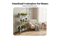 Multi-Level Pot Stand Floor-Standing Rolling Flower Pot Display With casters High Capacity for Balcony