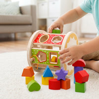Shape Sorter for Babies, 18.5cm Stacking Game with 38-50 Building Blocks, Early Learning Toy for Toddlers Ages 3+, Educational