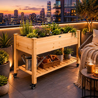 Wooden Garden Planter Box Slatted Shelf Raised Garden Bed uncoveredTop