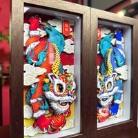 Lion Dance Paper-Cut Art Handmade Desktop Ornament Traditional Chinese Design