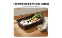 Braided Organizer Basket Multifunctional Imitation Rattan Basket Wicker Tray for Kitchen, Restaurant, Washroom