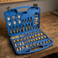 Brass Adapters Automotive Air Conditioning Leak Test Kit Two-Level Interior Car Leak Identifier Kit Organized Storage Refrigerant Diagnostic Set Latch Closures for Mechanics, Auto Repair Workers, Workshop, Garage