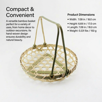 Handmade Woven Bamboo Basket for Fruit Vegetable Organizing, Eco Conscious Storage Basket with Handles Portable, Artisanal Fruit and Vegetable Basket