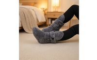 Fleece Booties with Strap Warm Bootie Slippers Soft and Thick Slippers with High-Top for Adults, Elderly, Cold Floors, Home, Bedroom