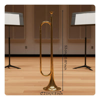 Bugle Gold Finish Brass Bugle with Gloves for School Band, Drum Corps, Beginners