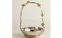 Bowl with Metal Frame Stainless Steel Decorative Tray with Handle Polished